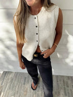Gilets tricotés à simple boutonnage pour femmes