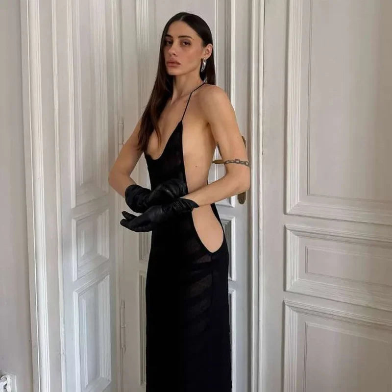 Robes longues en maille transparent pour femmes