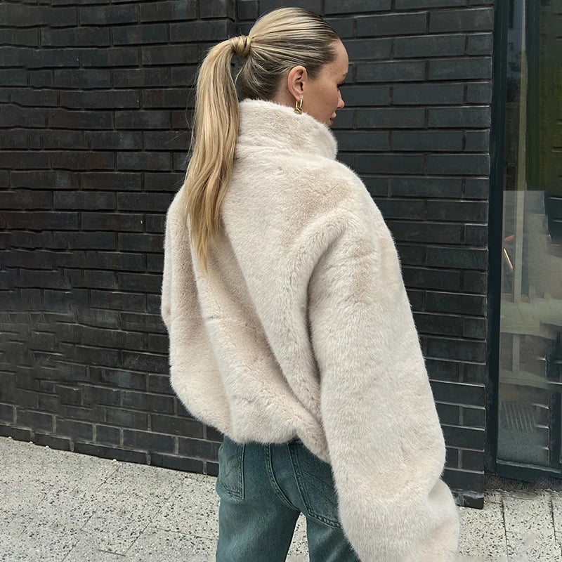 Manteau en peluche ample pour femmes
