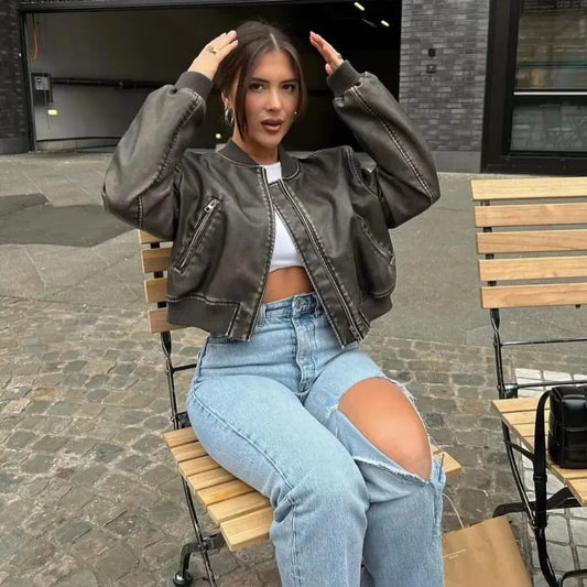 Veste Femme – Similicuir Délavé