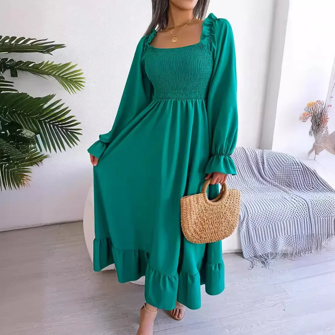 Robe longue avec dentelle pour femmes