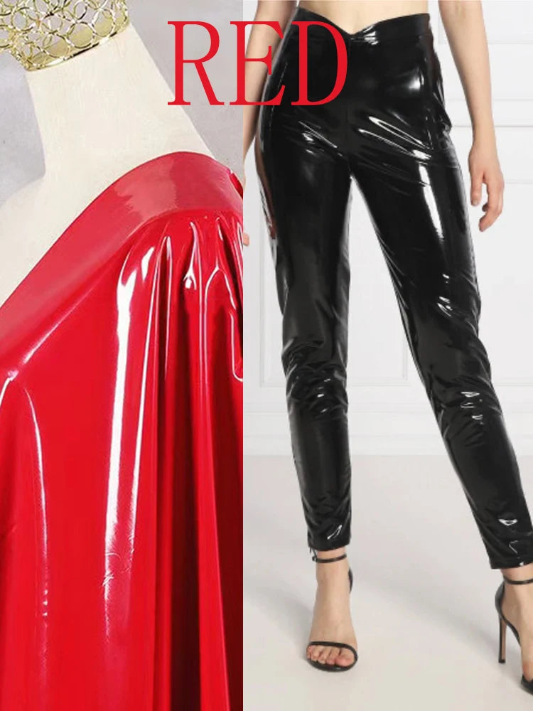 Legging Taille Haute en Similicuir Brillant Longueur Cheville