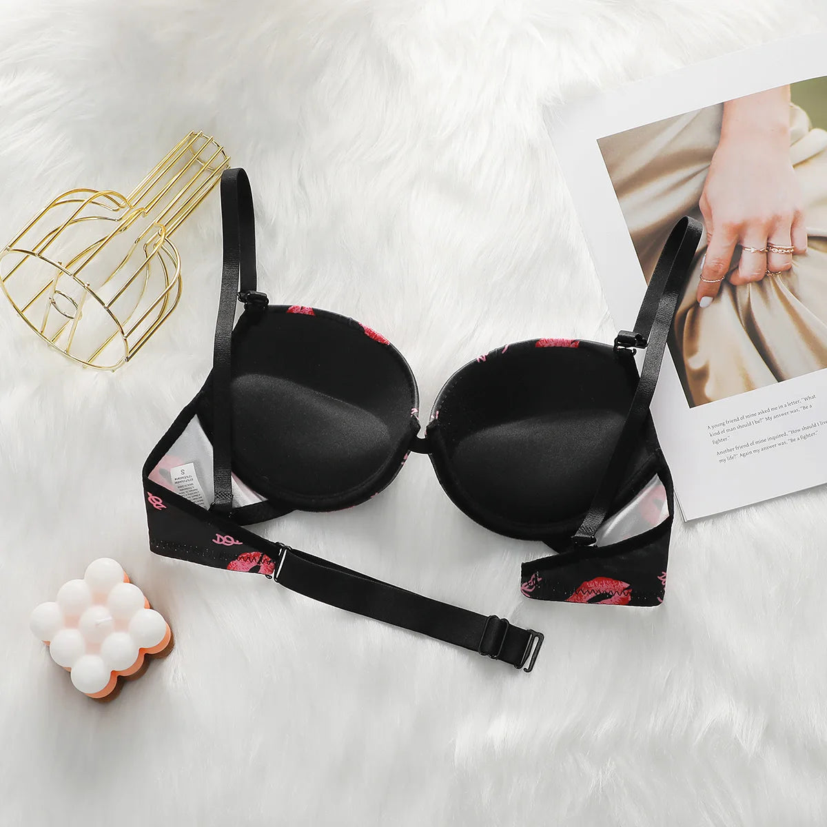 Ensemble de lingerie sexy à motif de lèvres pour femmes