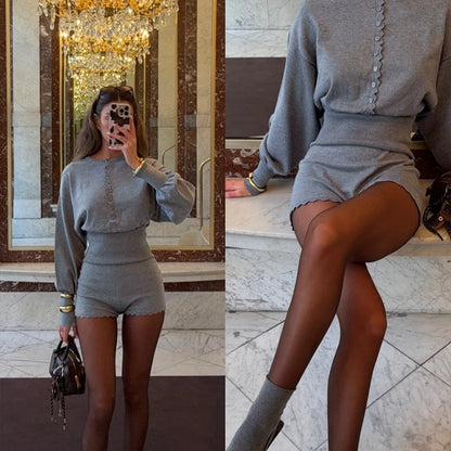 Ensemble Décontracté 2 Pièces en Maille Femme