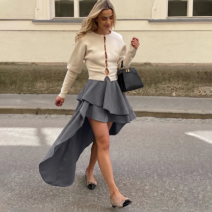 Jupe Courte Femme – Taille Haute et Volants Asymétriques
