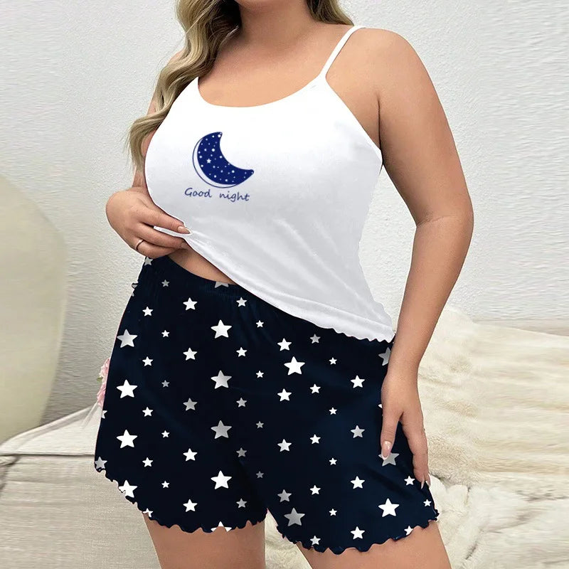 Pyjama Léger Femme – Bretelles Fines, Short et Cœurs