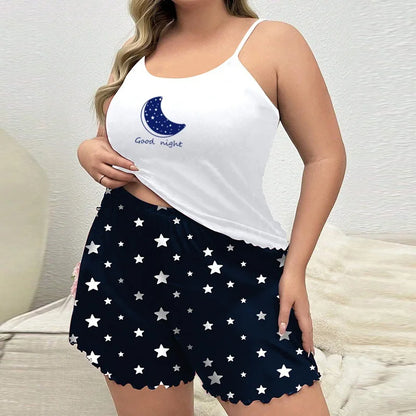 Pyjama Léger Femme – Bretelles Fines, Short et Cœurs