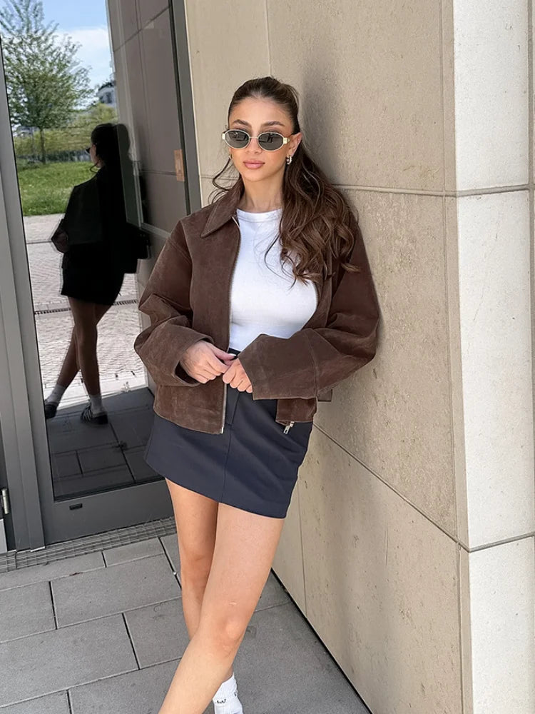 Veste courte vintage à col châle pour femmes