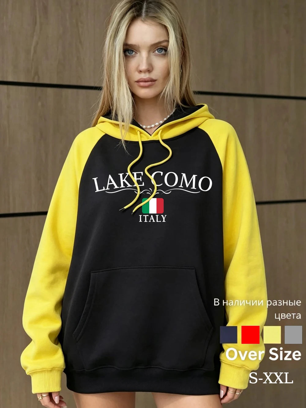 Sweat à capuche Lake Como Italy Letter Collision pour femmes