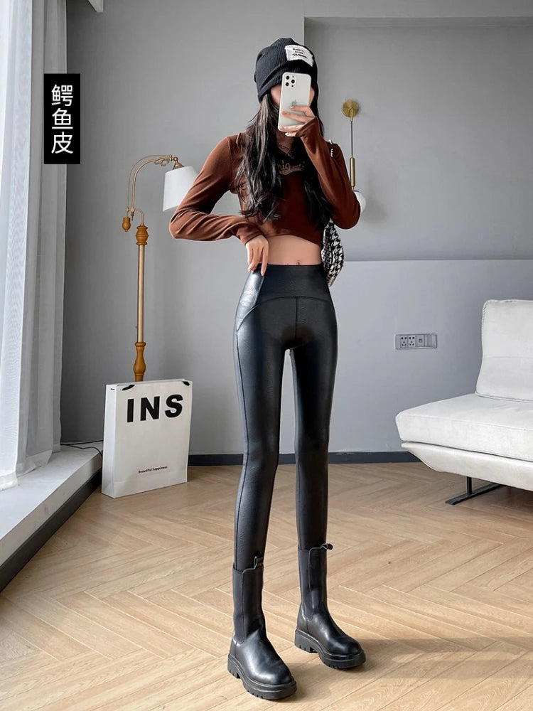 Legging Doublé Molleton Femme – Similicuir Extensible