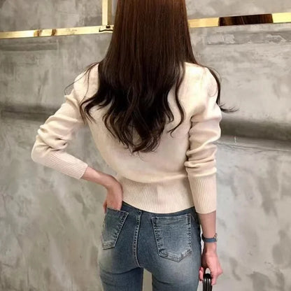 Cardigan Court Femme – Maille Ajustée Style Coréen