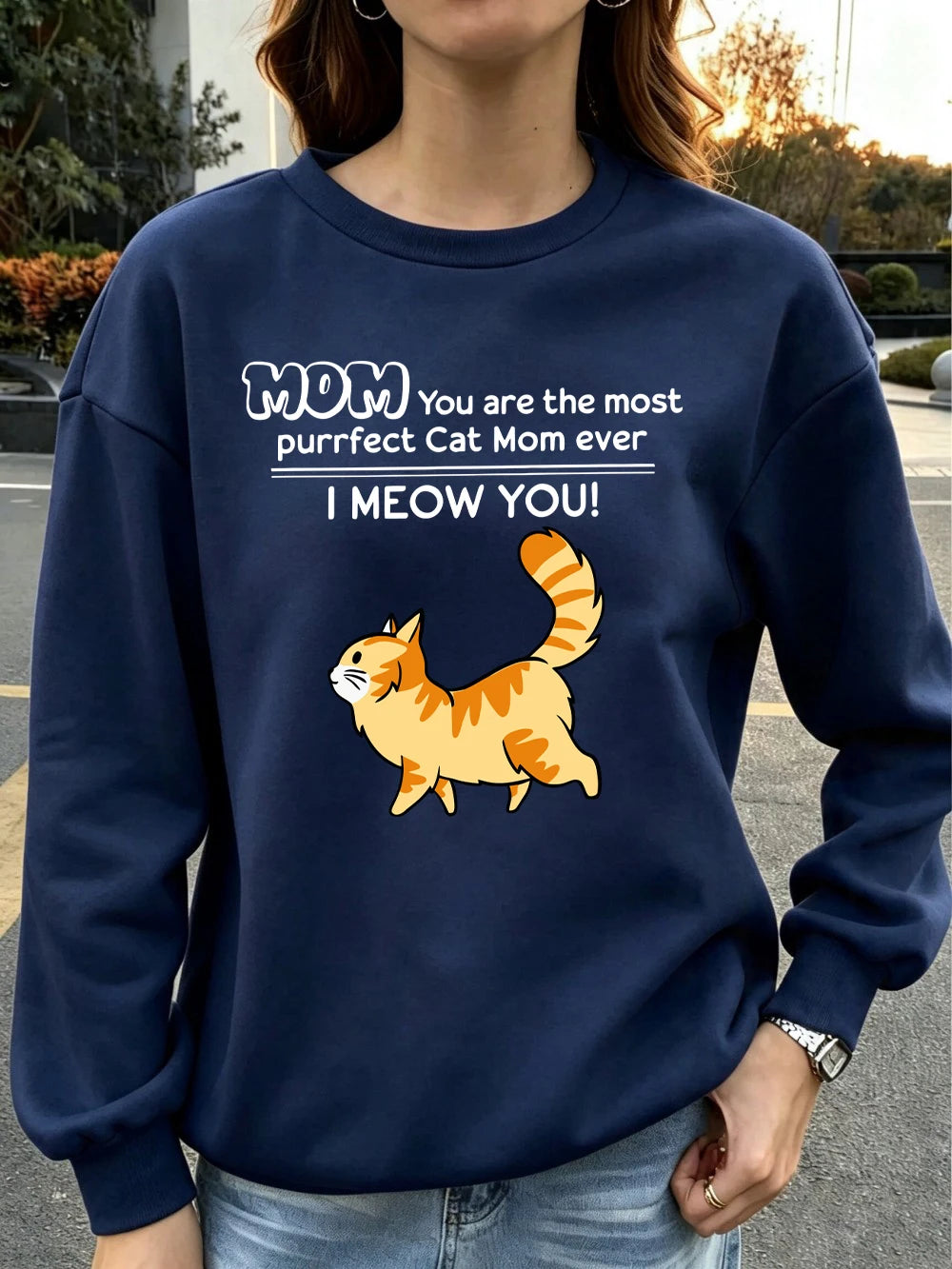 Sweat-shirts avec imprimés « Funny Cat Mom I Meow You », pour femmes