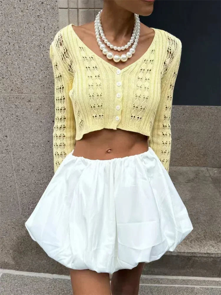 Pull cardigan tricots évider pour femmes