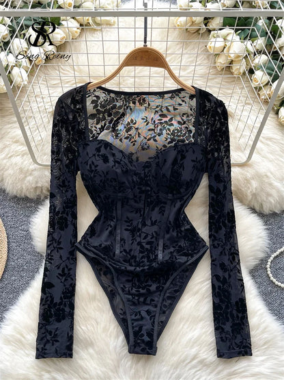 Body Femme – Motifs Floraux Floqués