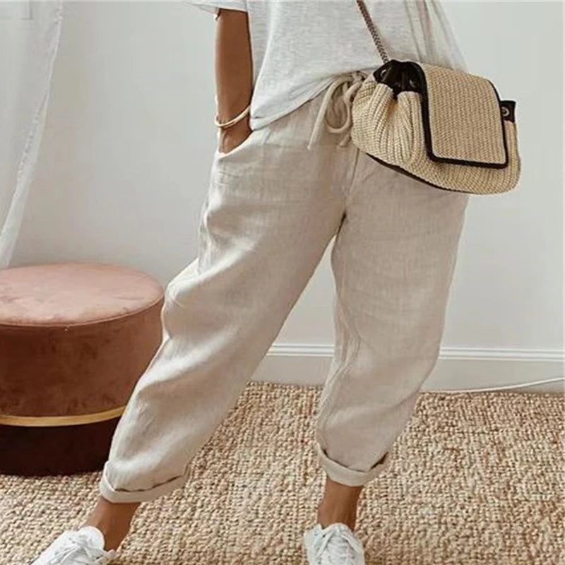 Pantalon vintage à imprimé floral pour femmes