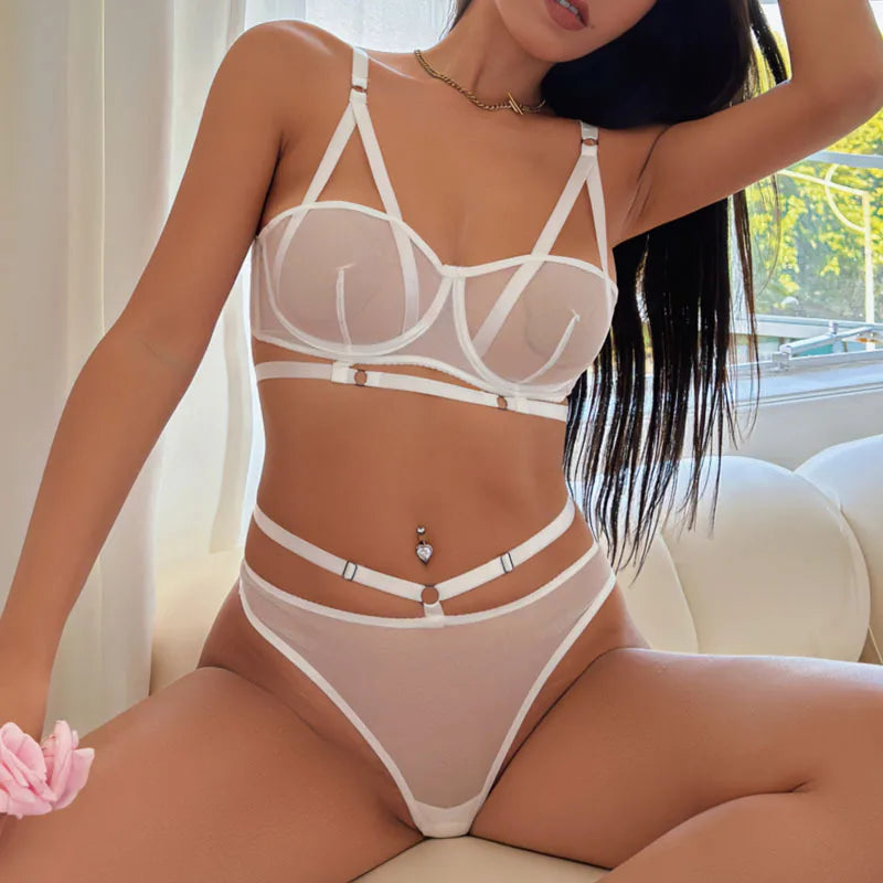 Ensemble soutien-gorge push-up et culotte en dentelle  pour femmes