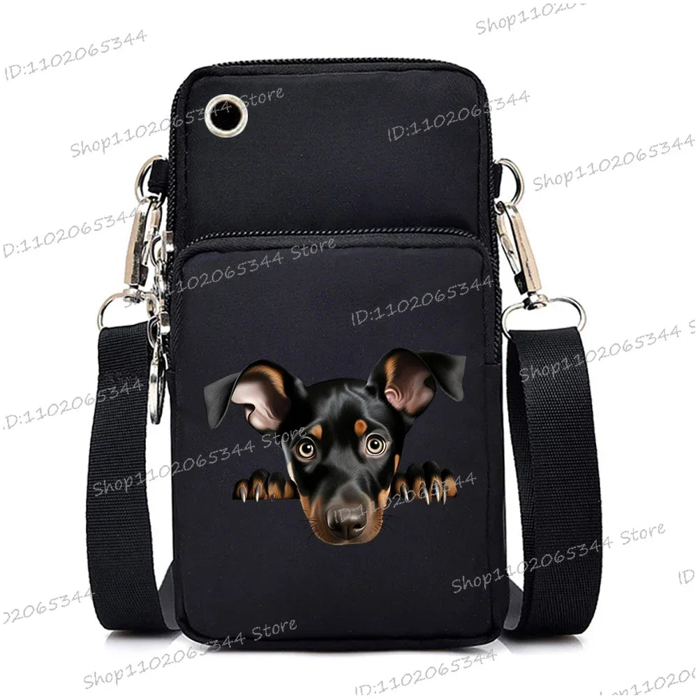 Sac à main pour téléphone portable imprimé chien 3D pour femmes