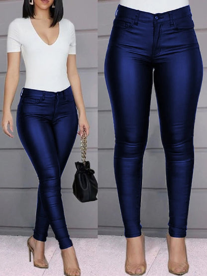 Pantalon Similicuir Femme – Taille Haute Extensible