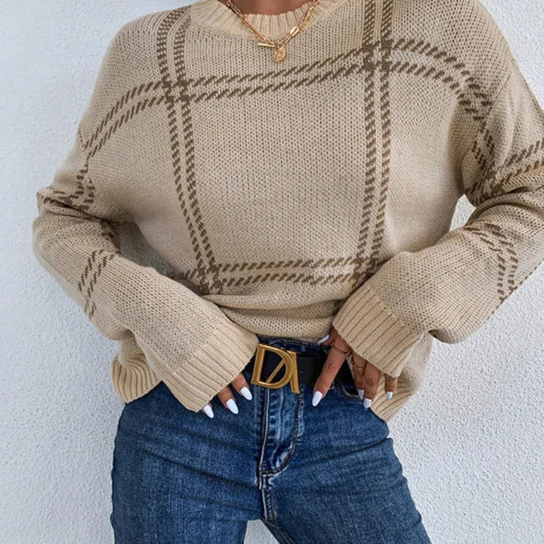 Pull ample à rayures beiges pour femmes