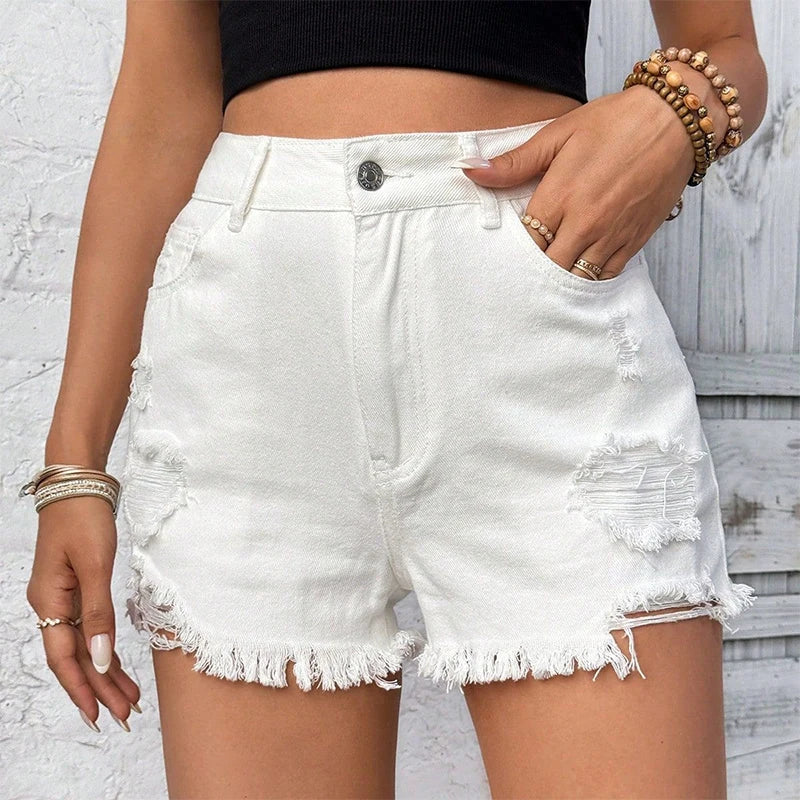Shorts en jean taille haute pour femmes