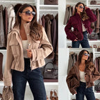Veste courte avec ceinture de couleur Pure pour femmes