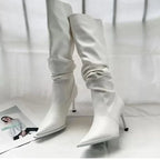 Bottes longues pointues au genou pour femmes