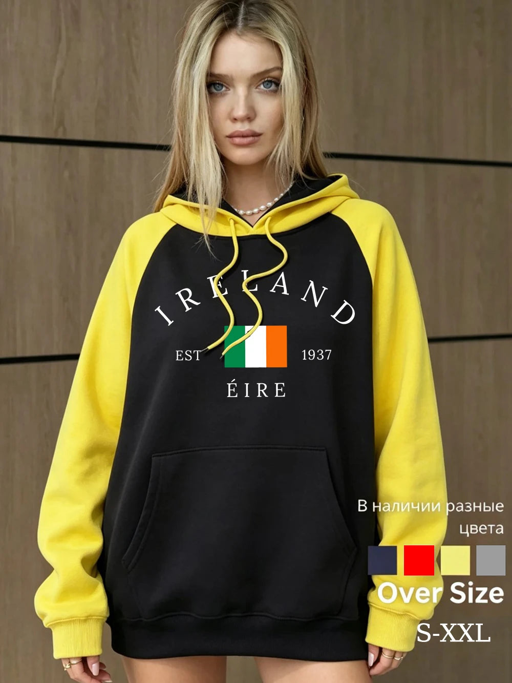 Sweat à capuche imprimé Irlande Éire pour femmes