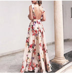 Robes longues sans manches à imprimé floral pour femmes