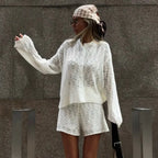 Ensemble short et jupe en maille ajourée pour femmes