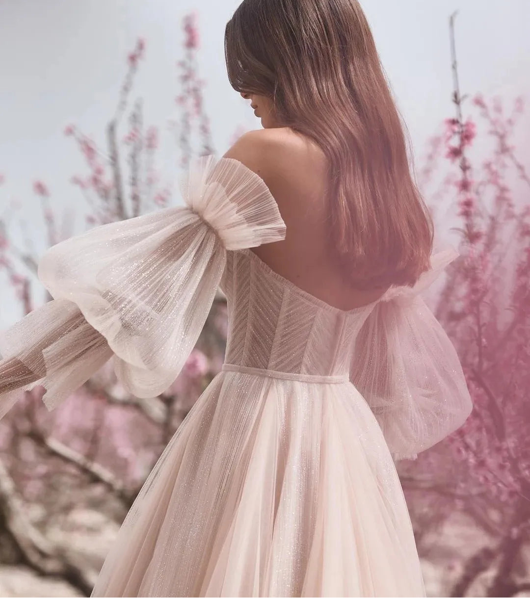 Robes de mariée manches bouffantes pour femmes