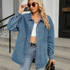 Veste en jean oversize à simple boutonnage pour femmes