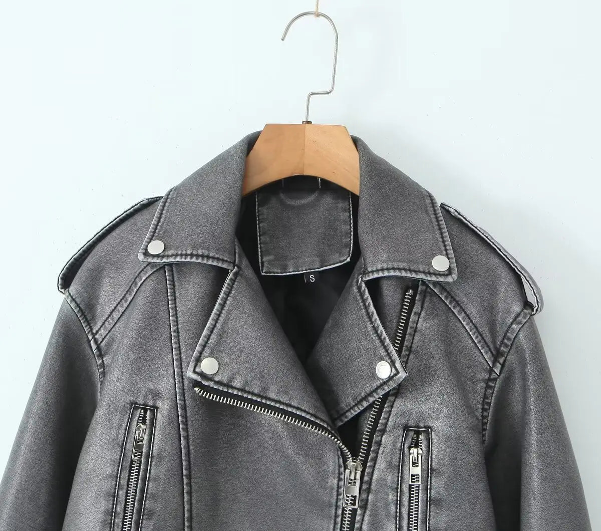 Veste Similicuir Femme – Revers et Fermeture Zippée
