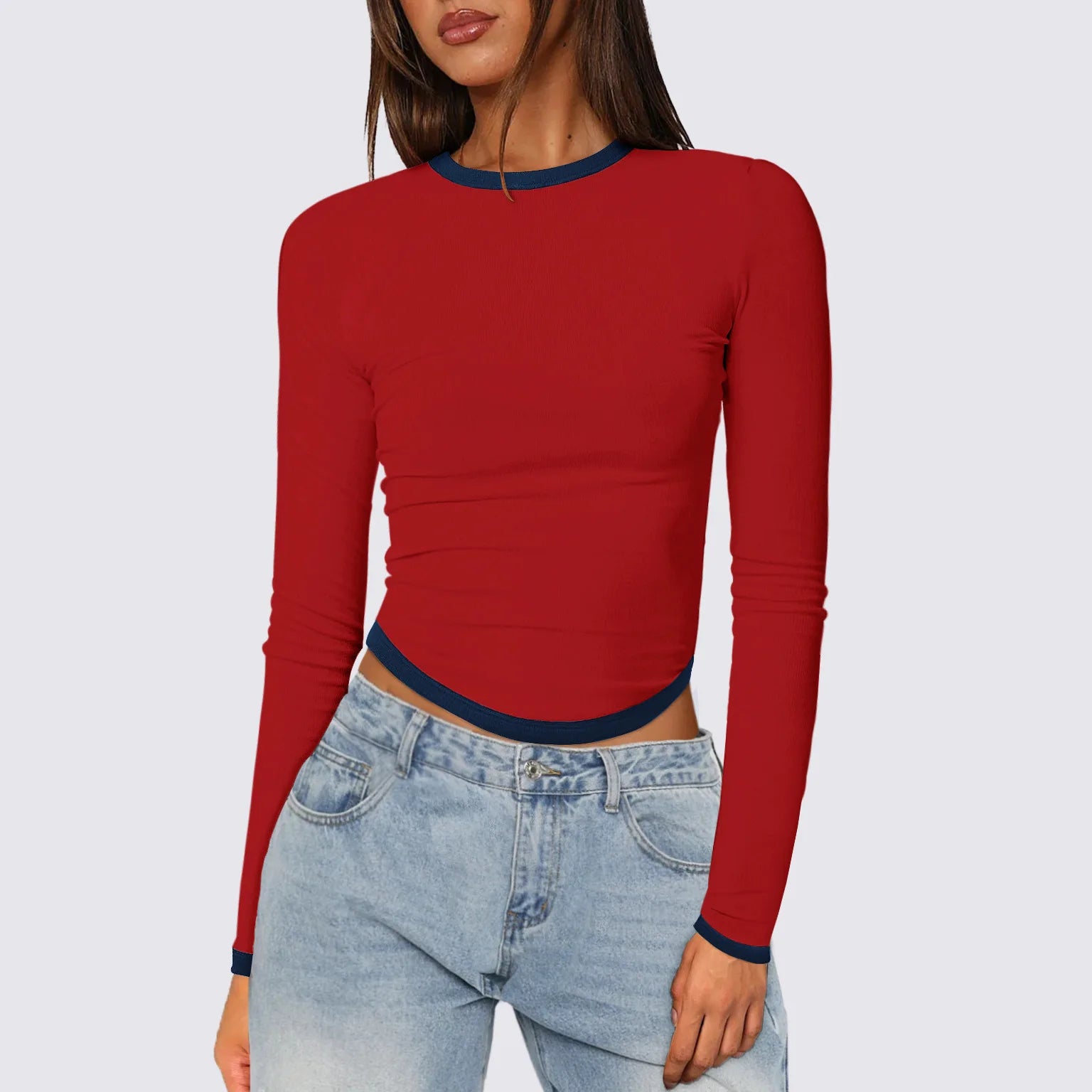 T-shirt à manches longues décontracté pour femmes
