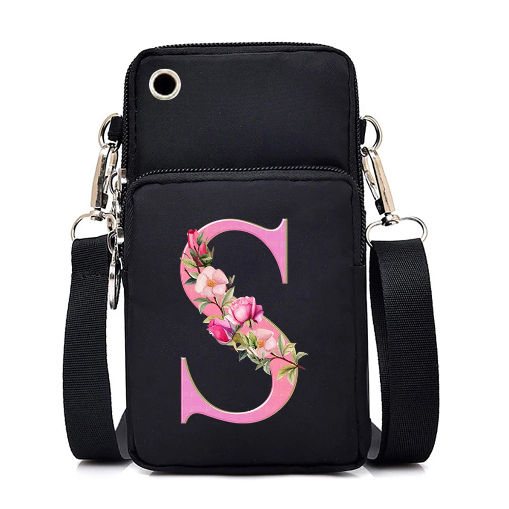 Sac à bandoulière série lettres Sakura rose pour téléphone portable pour femmes