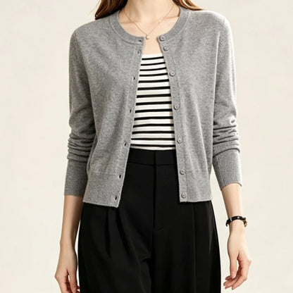 Cardigan Court en Maille Femme – Coupe Ample et Unie