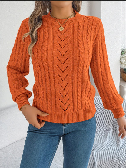 Pull Ajouré Femme – Maille Torsadée et Manches Lanterne
