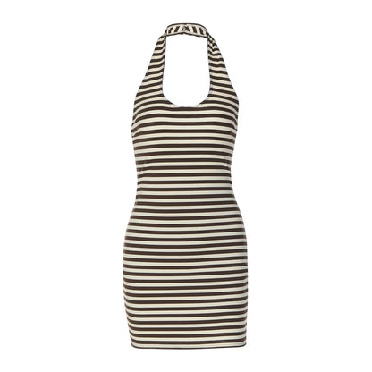 Robe courte femme moulante à rayures
