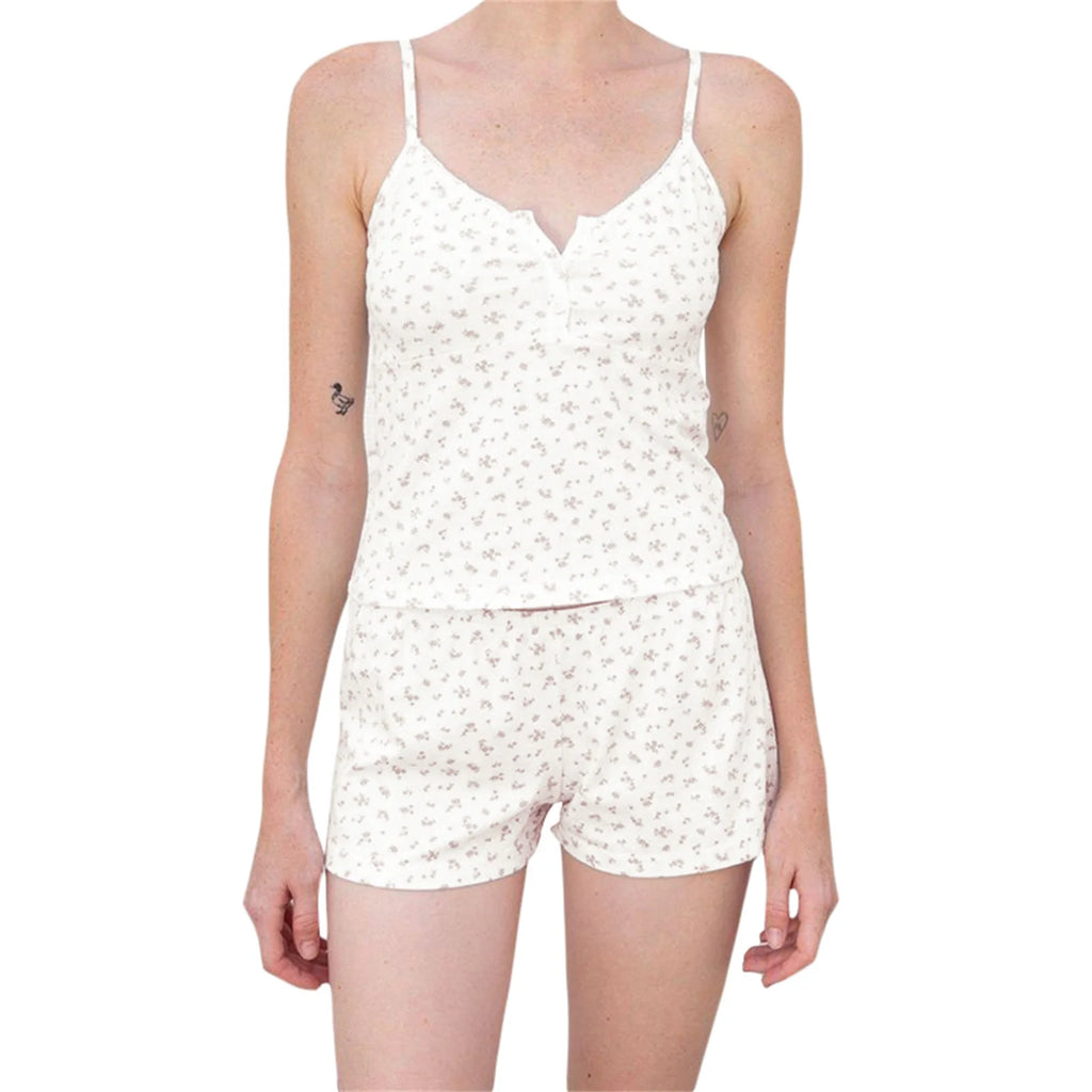 Pyjama 2 pièces imprimé crâne Kawaii vintage pour femmes