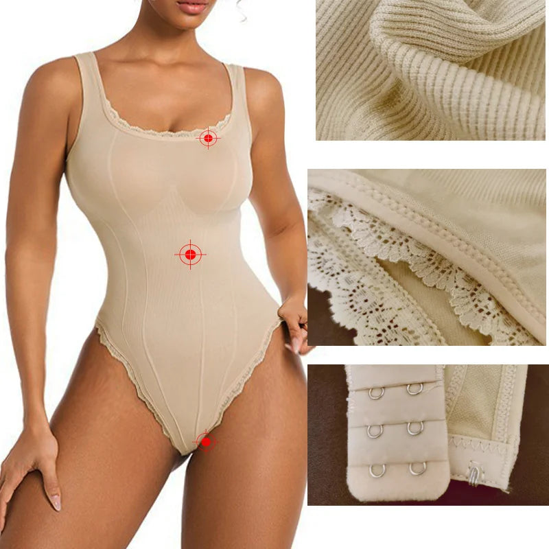 Body avec dentelle et col carré pour femmes