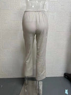 Pantalon court en coton et lin pour femmes
