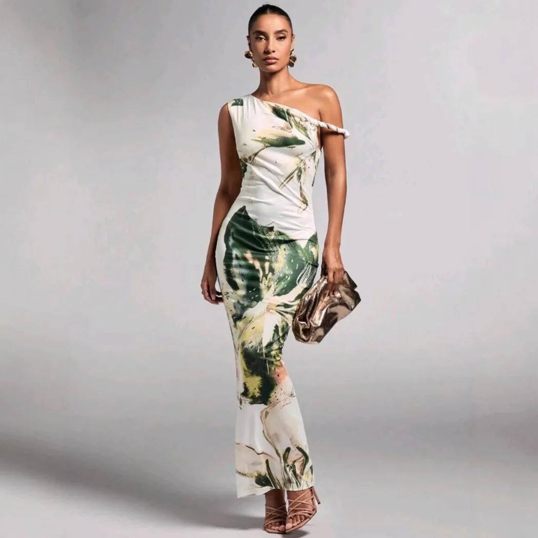 Robe longue décontractée à imprimé floral, sans manches pour femmes