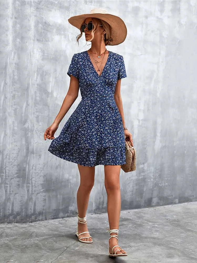 Robe d'été courte style Boho pour femmes