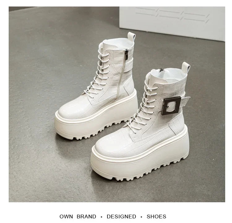 Bottines en cuir véritable pour femmes