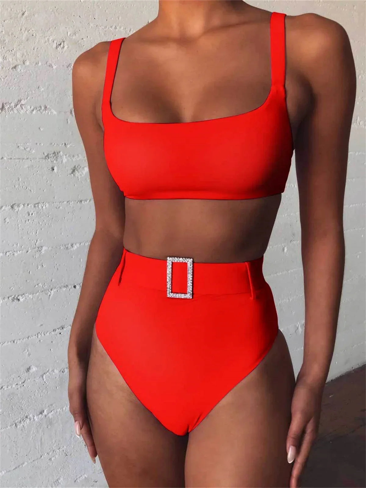 Maillot de bain deux pièces taille haute pour femmes