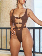 Maillot de bain une pièce, sexy, string, coupe haute pour femmes