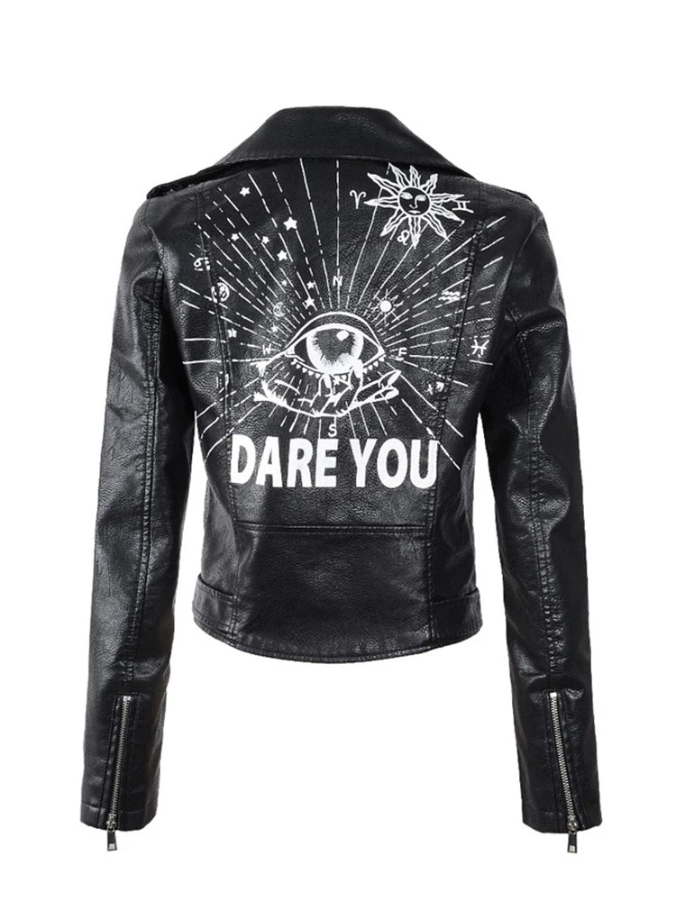 Veste courte en cuir Pu  pour femmes