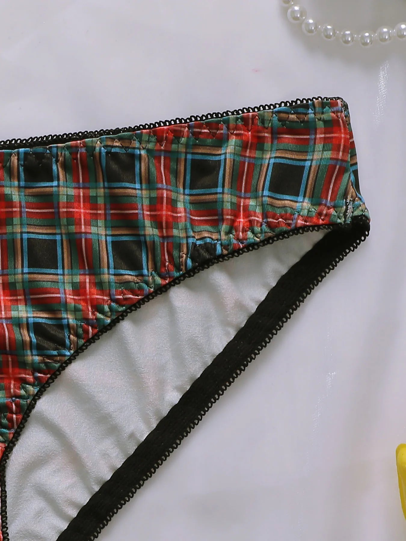 Ensemble de lingerie sexy à carreaux pour femmes