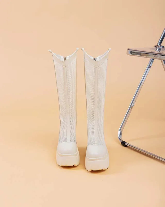 Bottes genou haute à plate-forme pour femmes