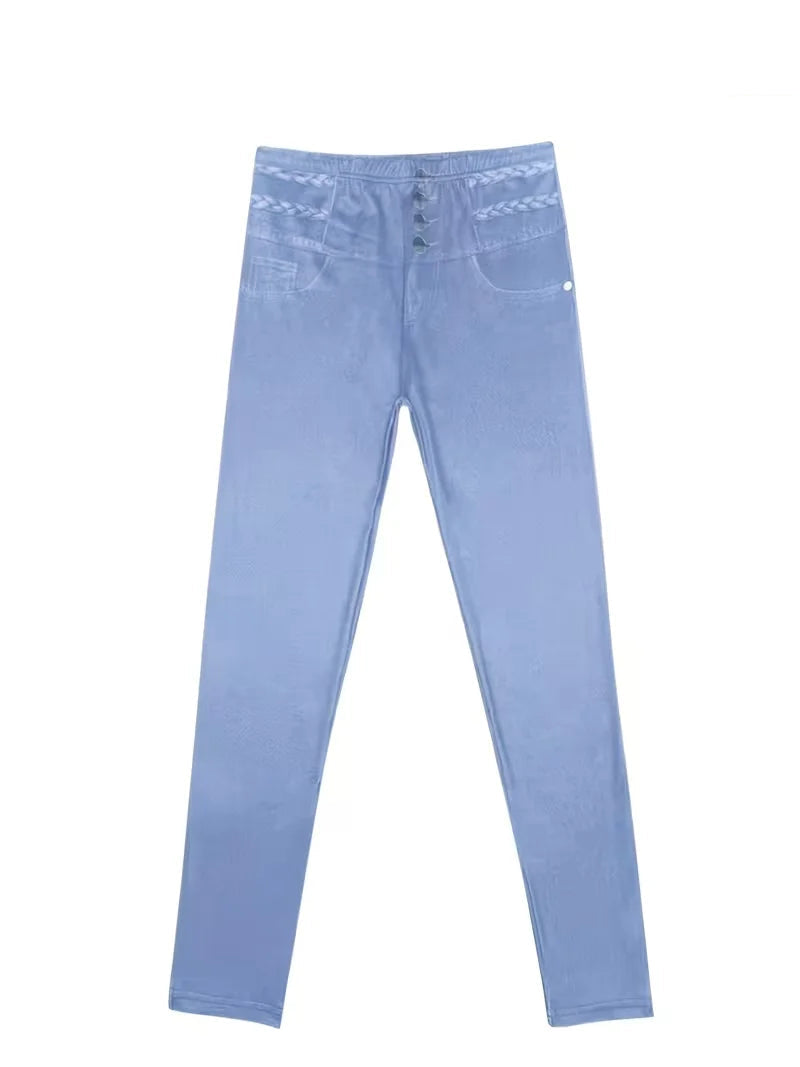 Legging Taille Haute Femme – Fausses Poches et Boutons
