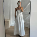 Robe longue d'été blanche dos nu sans bretelles pour femmes